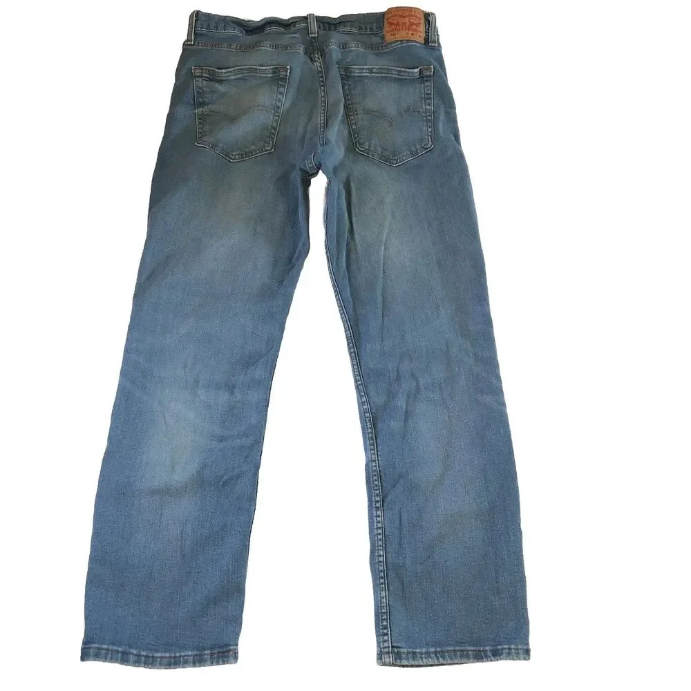 Levis 514 Men 36x29.5 Straight Leg Flex Denim Jeans Medium Light Wash 00514-1286